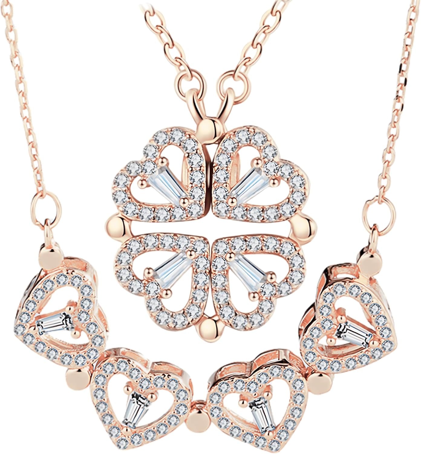 Foldable 4 Leaf Clover Necklace - Premium Quality Stainless Steel, 18K Gold Plated | Ideal Gift for Women'S Birthday, Valentine'S Day Gift, Clover Pendant Necklace for Her