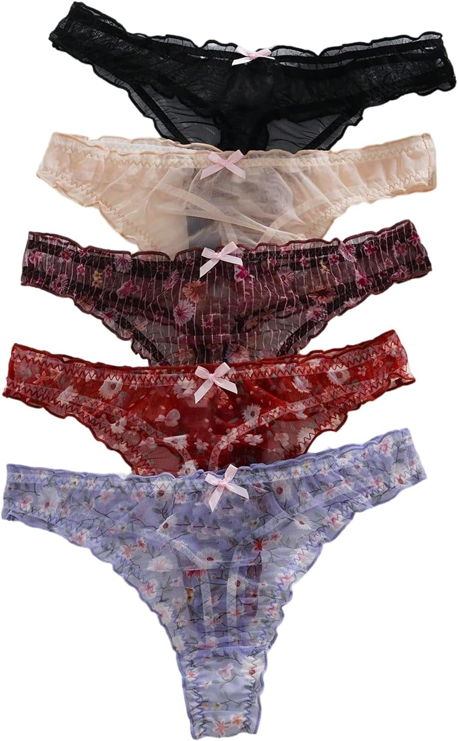 Lettuce trim thong panties delicate cute design close-up detail