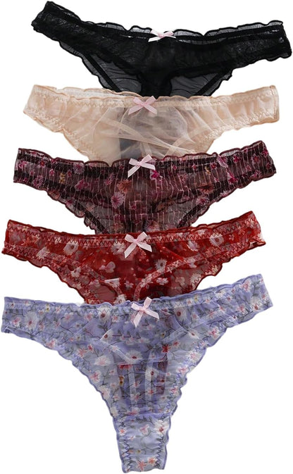 Lettuce trim thong panties delicate cute design close-up detail