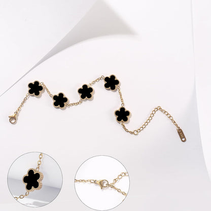 18K Gold Plated Clover Bracelet for Women Dupes Bracelet Set Flower Leaf Lucky Clover Bracelets Trendy Danity Jewelry Birthday Gifts for Women/Mom/Friends/Sister/Besties