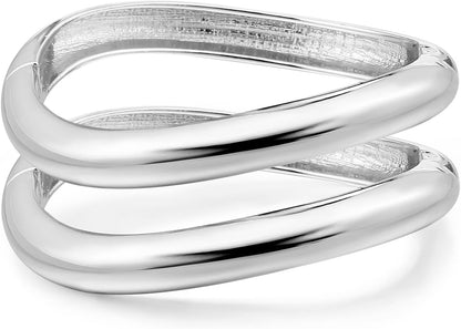 Elegance 11 Designs Gold Plated Cuff Bangle Bracelets for Women Set Chunky Trendy Hinged Irregular Cuff Open Wide Gold Bracelet Minimalist Jewelry Gift 2Pcs