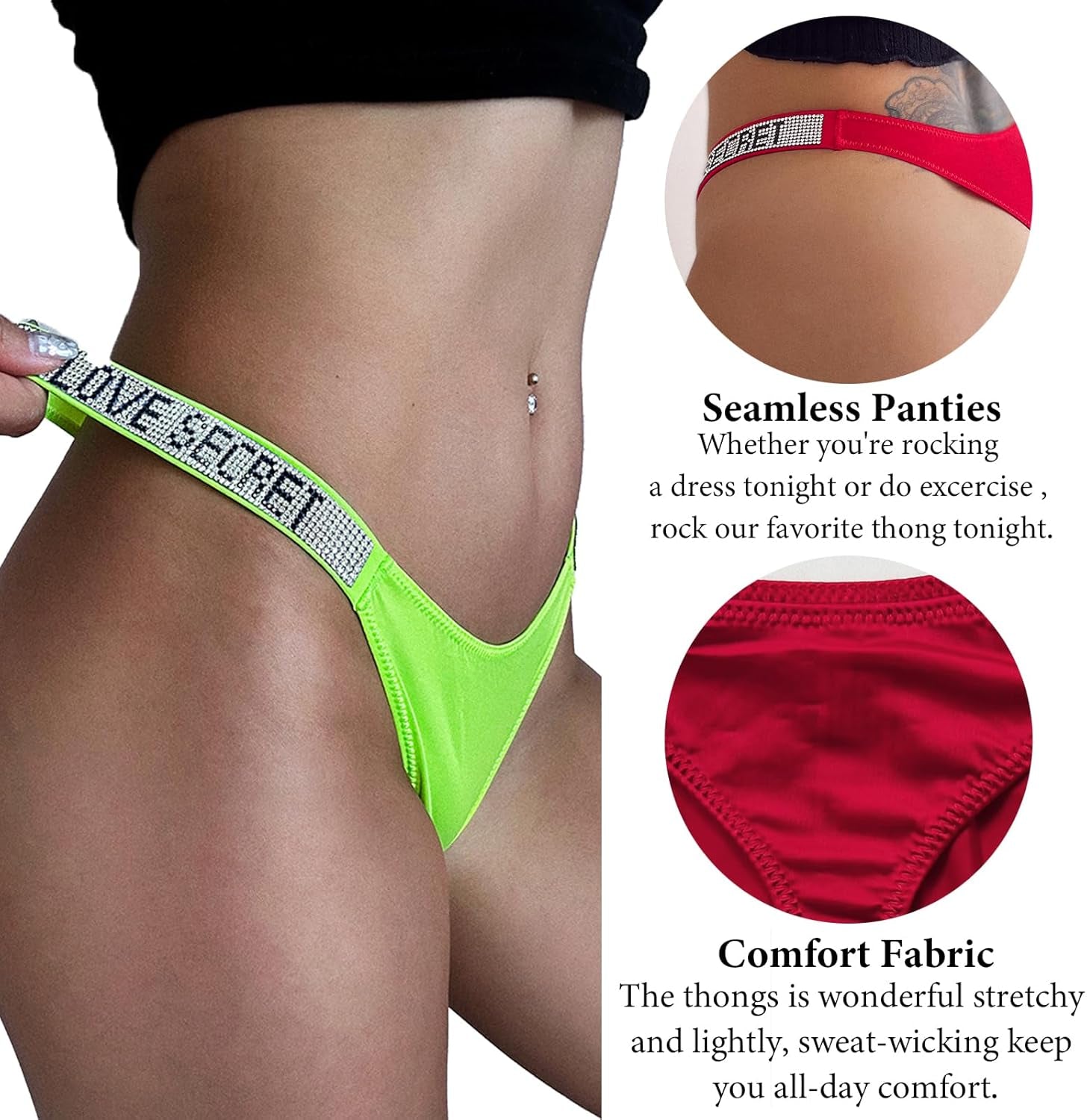 Close-up of soft cotton fabric on Meshal women's thong panty