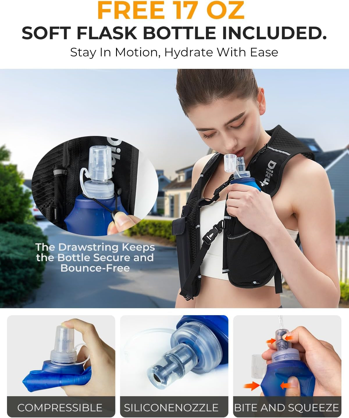 Waterproof shoulder zip pockets on hydration vest