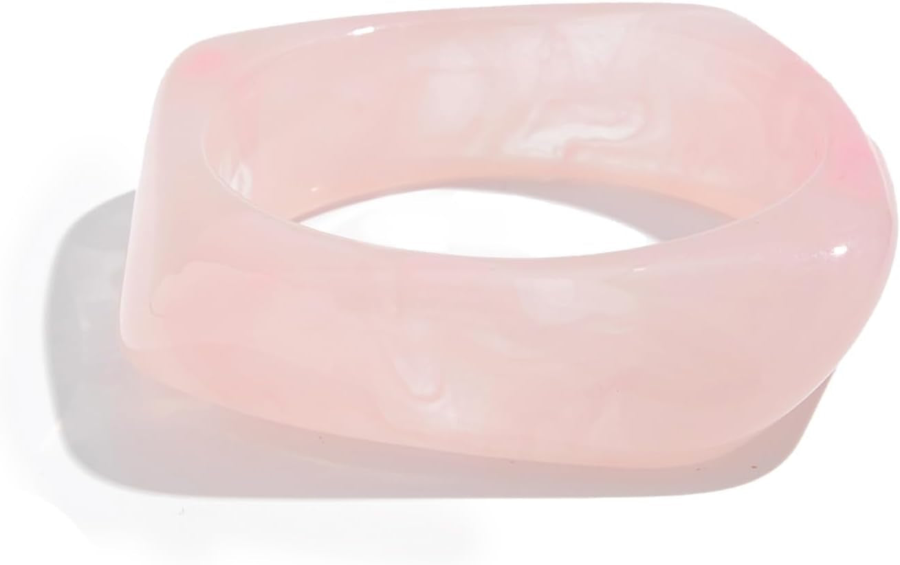 Chunky Acrylic Transparent Candy Color Geometric round Square Cuff Bangle Bracelet Set for Women Resin Wristband Statement Jewelry