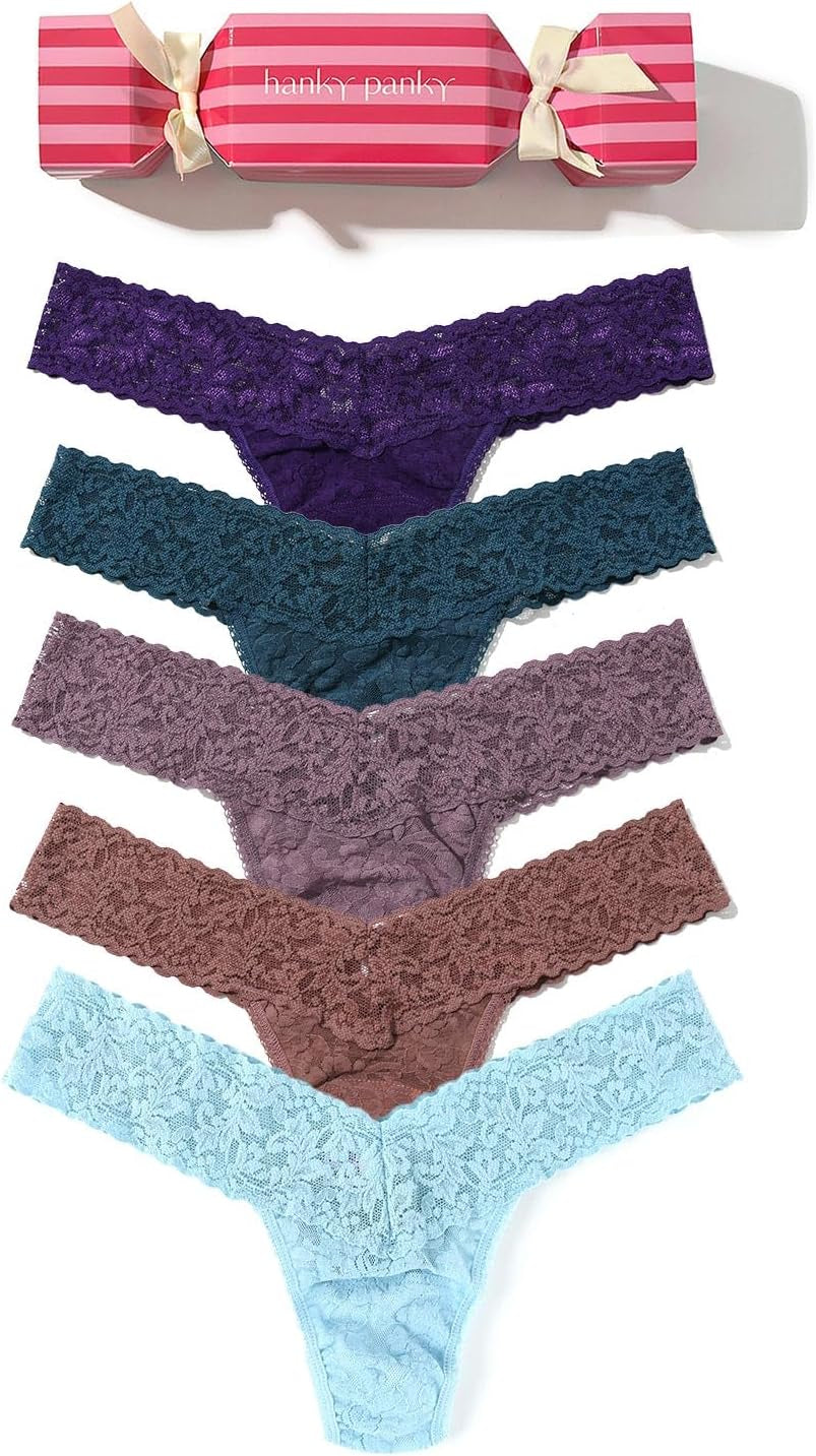 Hanky Panky Signature Lace Low Rise Thongs for Women: Winter Holiday Edition | Lacy Lingerie Underwear | One Size (4-14)