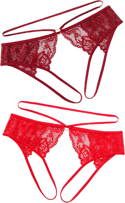 Avidlove Lace Thongs for Women Strap Cheeky Underwear Floral Lace Panties Hollow Out G-String