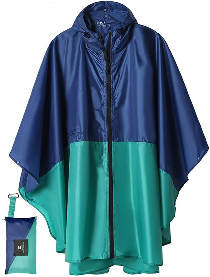 Saphirose Unisex Rain Poncho Waterproof Raincoat Hooded for Adults Women with Pockets