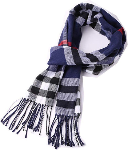 Men'S Scarves Classic Arrival Winter Plaid Scarf Tassel Edge Soft Warm Scarf