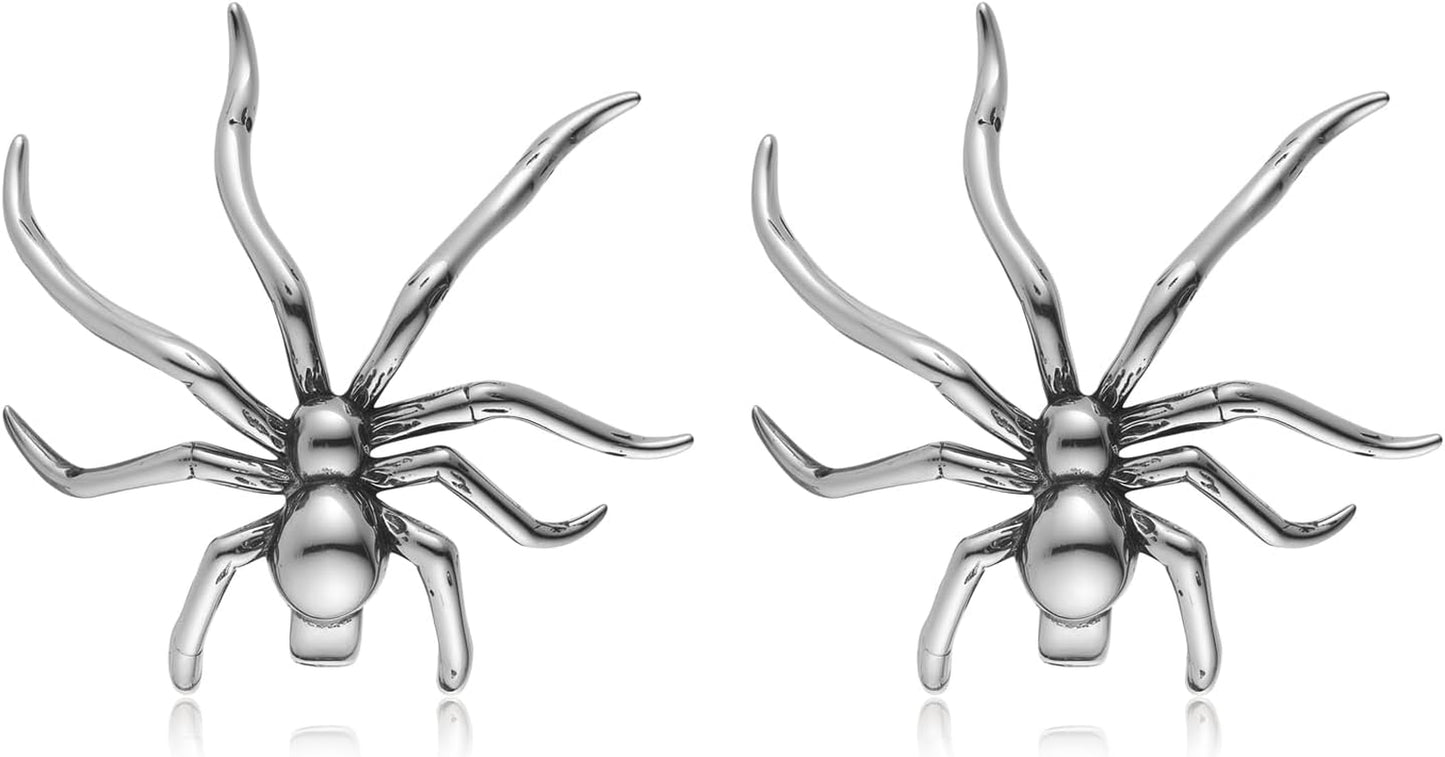 HZMAN Halloween Spider Ear Cuff for Women Goth Stainless Steel Clip on Cartilage Fake Earrings