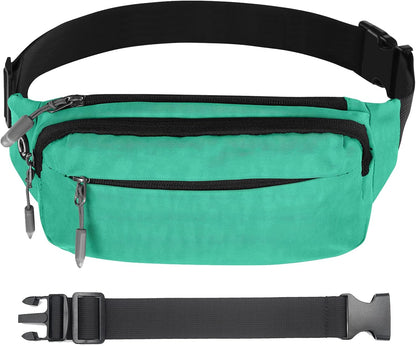 USHAKE Fanny Pack Waist Packs with Extender for Men Women, Waist Pouch Bag Hip Pack with 3-Zipper Pockets Adjustable Straps for Casual Travel Hiking Running Outdoor Sports