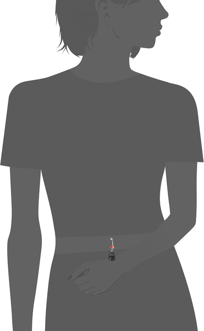 Marvel Comics Spider-Man 316L Surgical Steel with Red Cz Dangle Charm Navel Rings-14 Gauge (7/16 Inch)