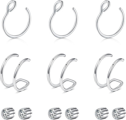 Briana Williams Fake Nose Ring Gold Fake Nose Rings for Women Clip on Fake Nose Piercing Non Piercing Faux Nose Piercing Jewelry