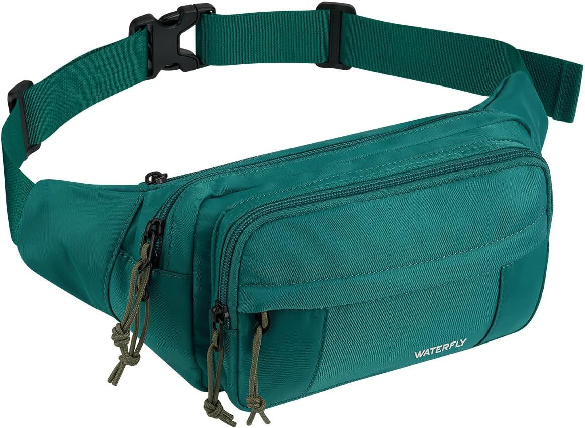Durable construction of WATERFLY black crossbody fanny pack for durability
