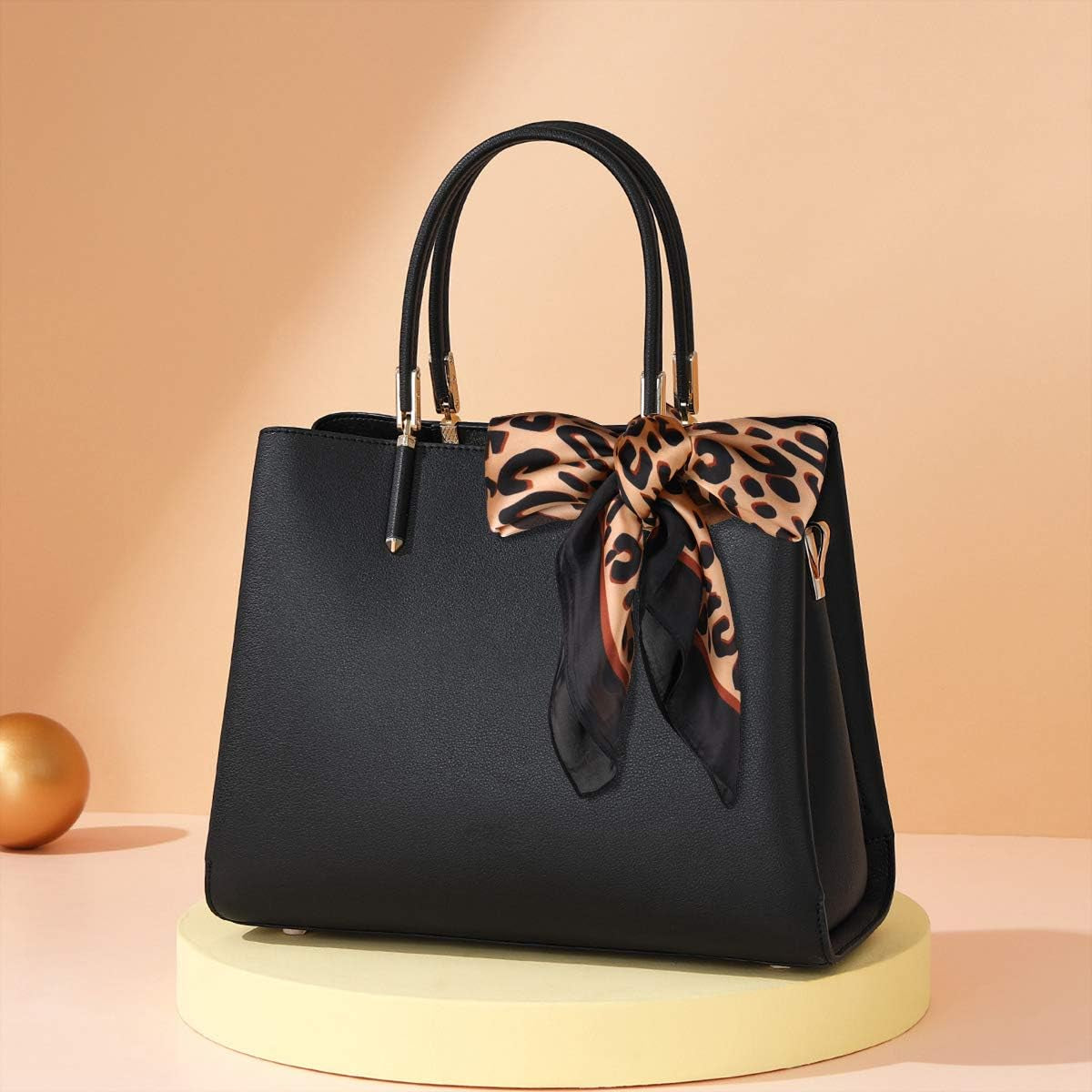 GERINLY Silk Hair Scarf Animal Print Leopard Neck Scarf Summer Neckerchief for Women Bag Purse Accessory