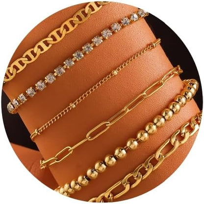 18K Gold Plated Cross Bracelet Bangle Set Silver Bracelets Flexible Wide Wristband Set Adjustable Gold Bangle Bracelet Stack for Women