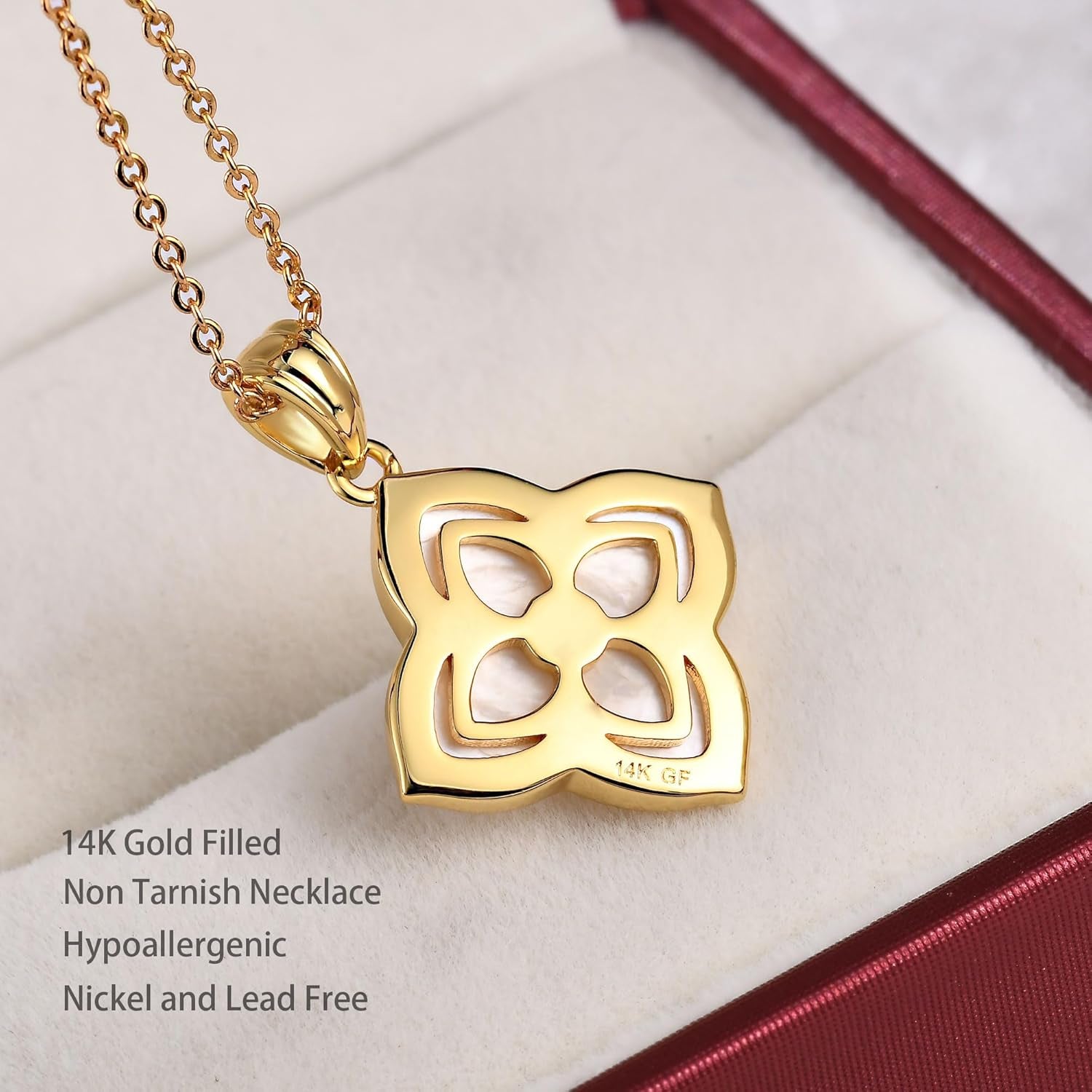 Shinybox Gold Necklace for Women Non Tarnish 14K Gold Filled Necklace Dainty Pendant with Cubic Zirconia Adjustable Chain Choker Lucky Charm Jewelry Gift