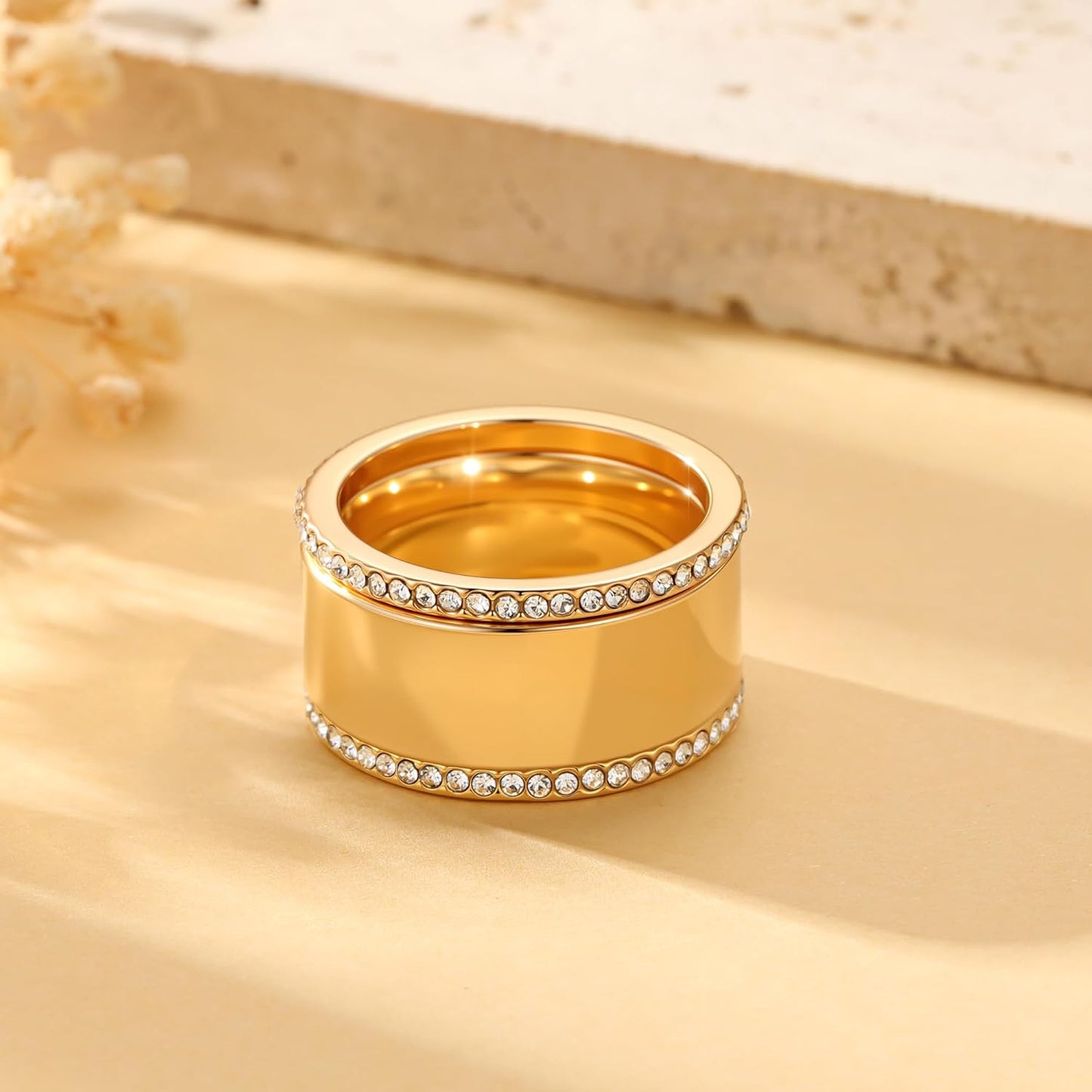Gold plated stacking rings in all available sizes 6 to 10