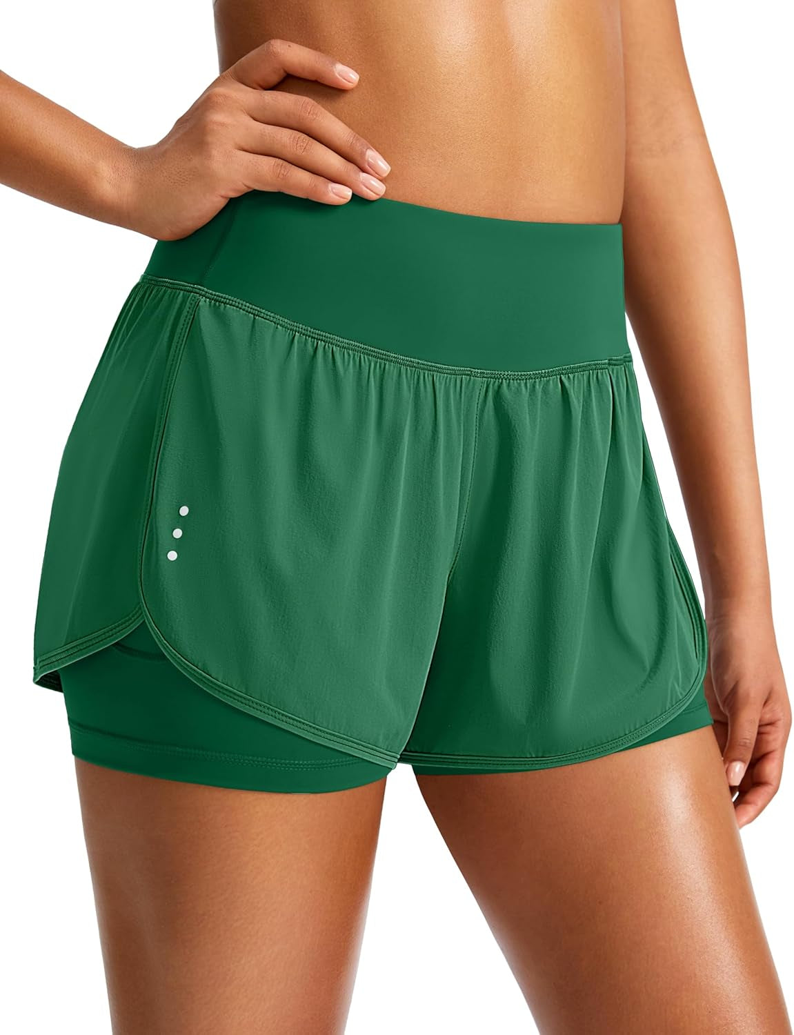 Soothfeel Women'S Running Shorts with Zipper Pocket 2 in 1 High Wasited Workout Athletic Gym Yoga Spandex Shorts for Women