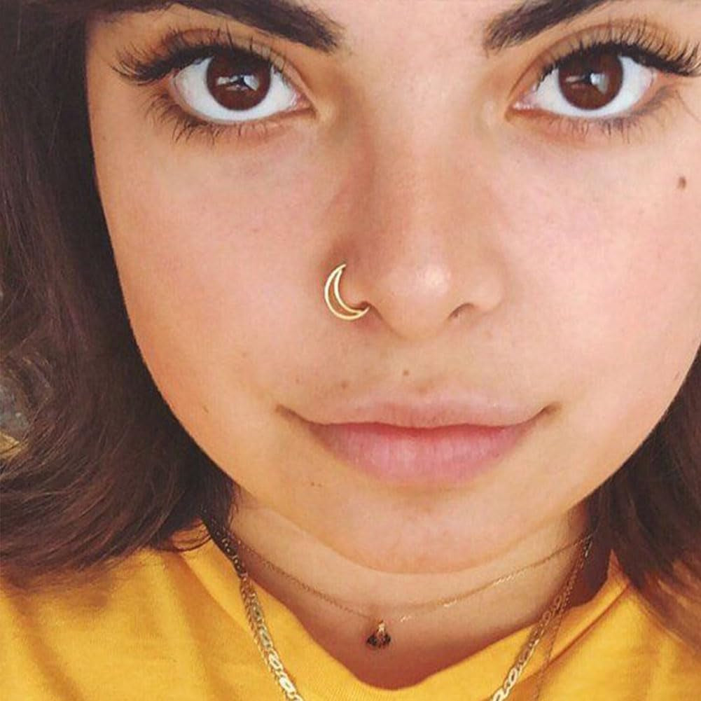 30PCS Non Piercing Lip Ring, Fake Nose Ring Clip On, Stainless Steel Faux Lip Ring Jewelry for Women, Men