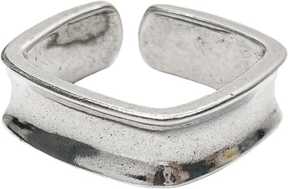 Handmade Vintage 925 Sterling Silver Wide Band Rings for Women/Men,Adjustable Thumb Finger Ring