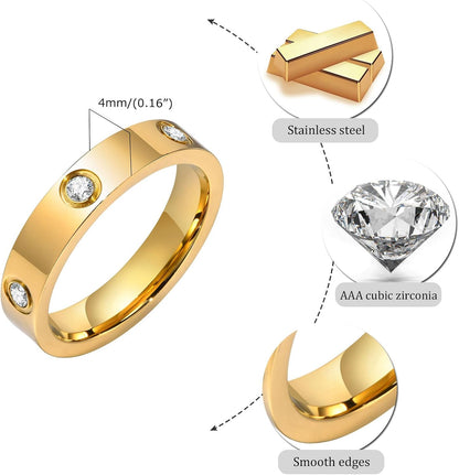Multiple 18K gold plated rings with cubic zirconia sparkle