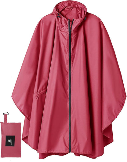 Saphirose Unisex Rain Poncho Waterproof Raincoat Hooded for Adults Women with Pockets