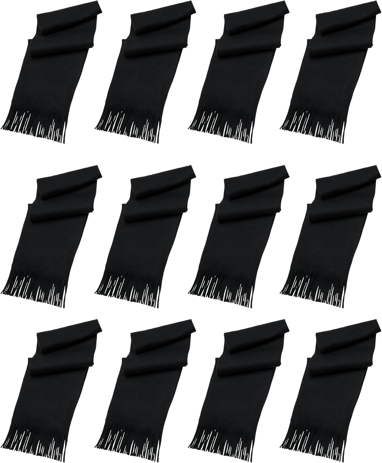 12 Pack Fleece Winter Scarves, Warm Winter Scarf Multi-Color Bulk Wholesale, Unisex Men Women