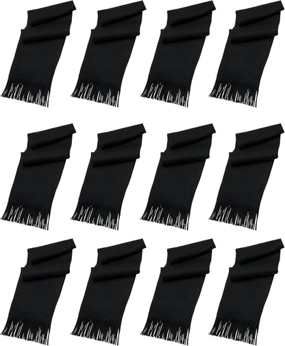 12 Pack Fleece Winter Scarves, Warm Winter Scarf Multi-Color Bulk Wholesale, Unisex Men Women