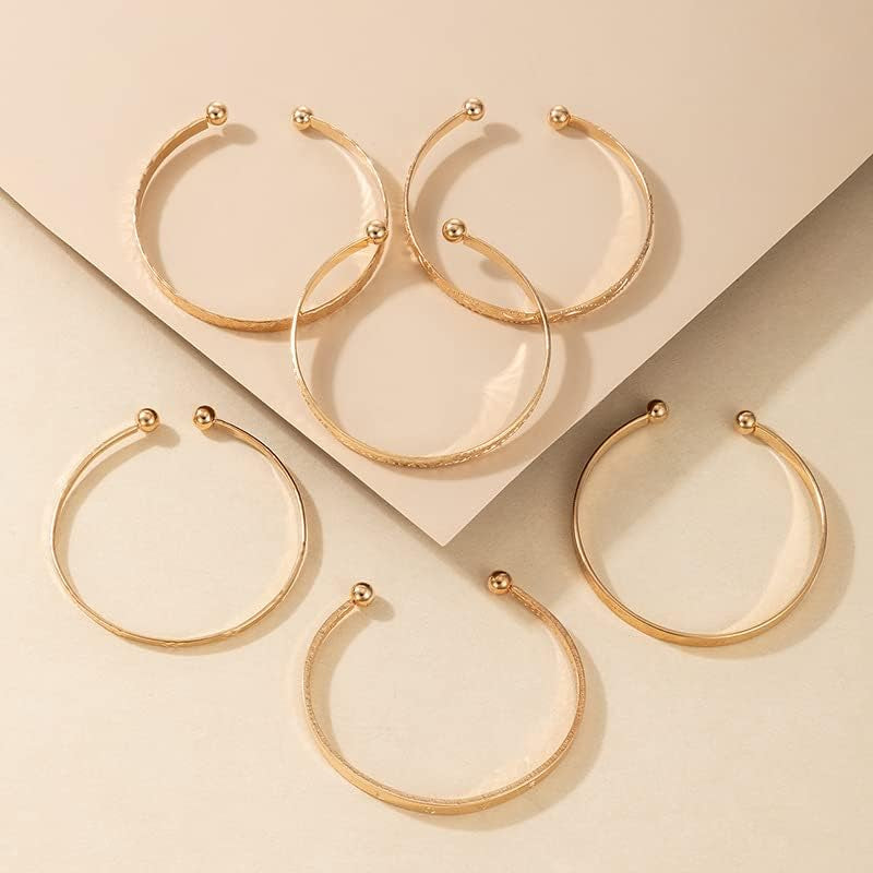 Women'S Stackable Gold Cuff Bangle Bracelets - Boho Retro Wide - Face Design with Graceful Temperament, Totem Embossed & Love Charm Sets, Ideal for Layered Styling and Festival Accessories