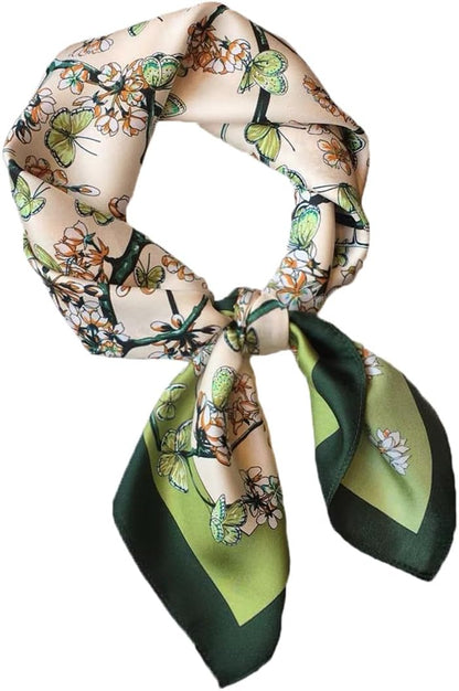 MINIDORA Satin Scarves for Women 27.5 × 27.5 Inches Medium Square Elegant Silk Feeling Head Scarf