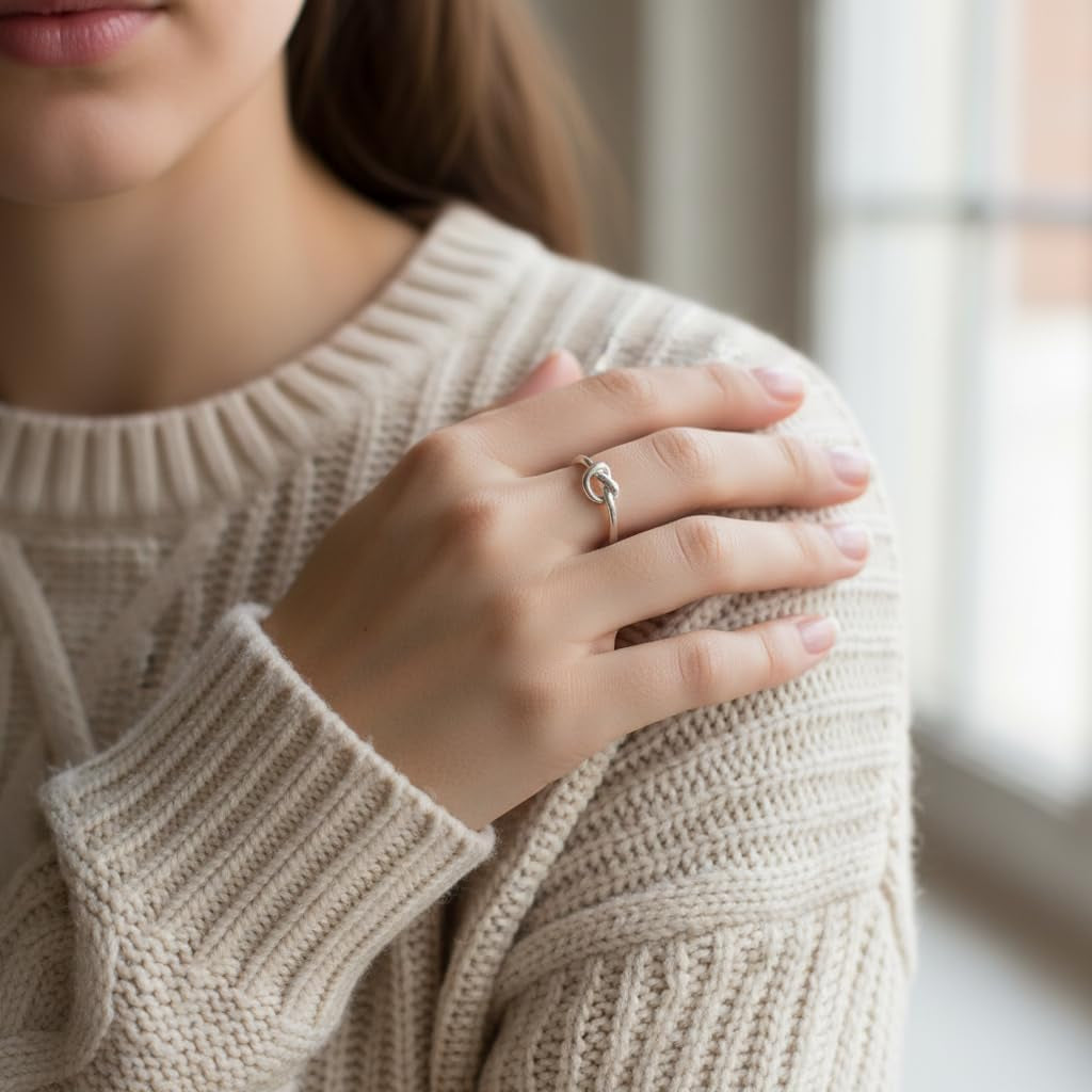 Sterling silver stacking knot rings for girls