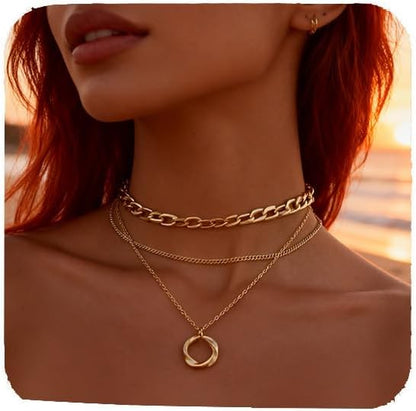 Gold Charm Necklace for Women Star Pearl Charms Pendant Neckalces Dainty 14K Gold Plated Summer Beach Ocean Jewelry Gifts