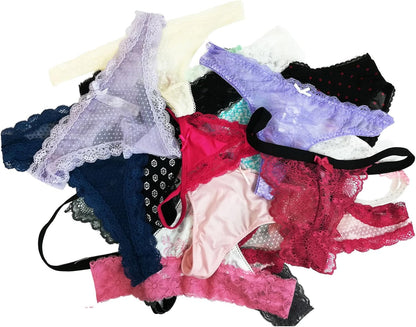 Colorful thong g-string underwear collection lay flat