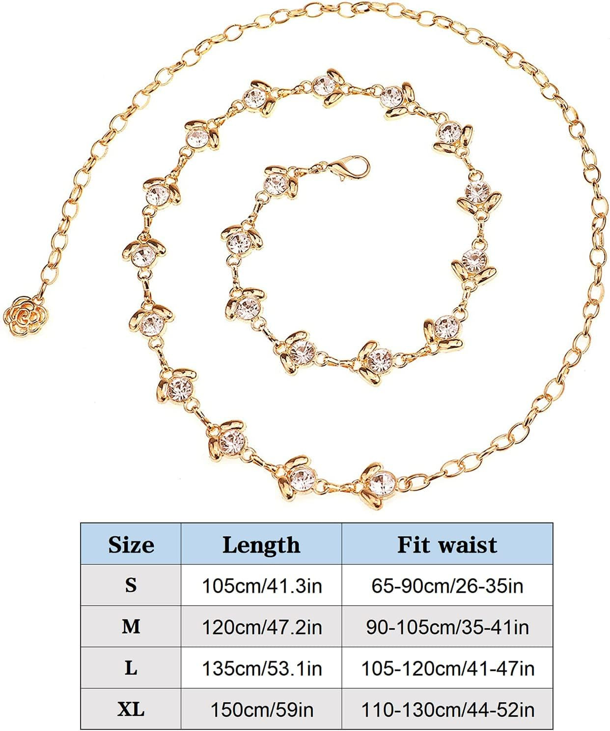 Suyi Chain Belts for Women Rhinestone Waist Chain for Dress
