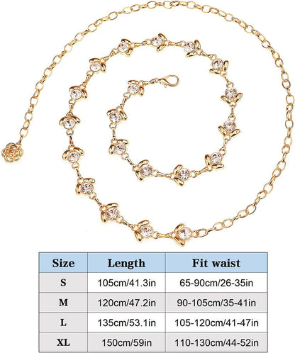 Suyi Chain Belts for Women Rhinestone Waist Chain for Dress