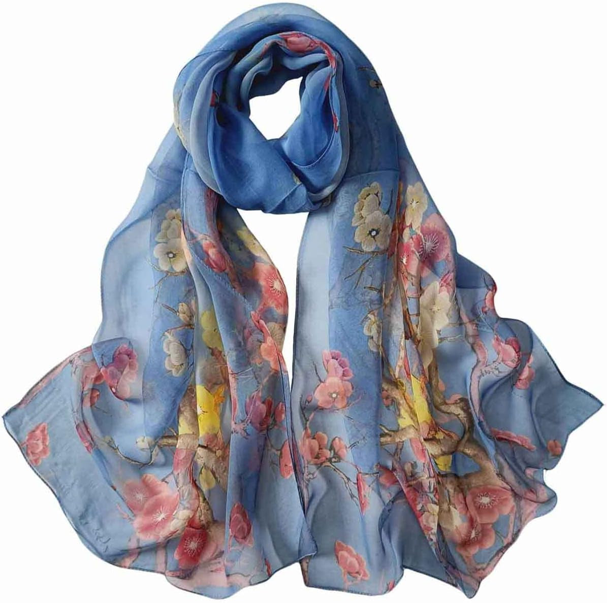 Pokeedioty Scarfs for Women Lightweight Scarves Elegant Floral Pattern Sheer Scarfs Shawls Wraps