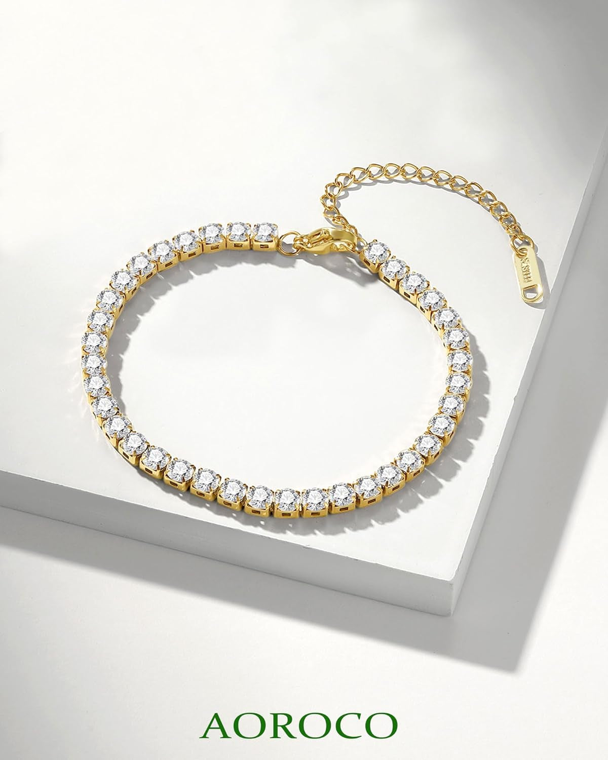 3Pcs 18K Gold Plated Love Bangle Clover Lucky Tennis Bracelets Set Non Tarnish Trendy Bracelet Jewelry Gifts for Women