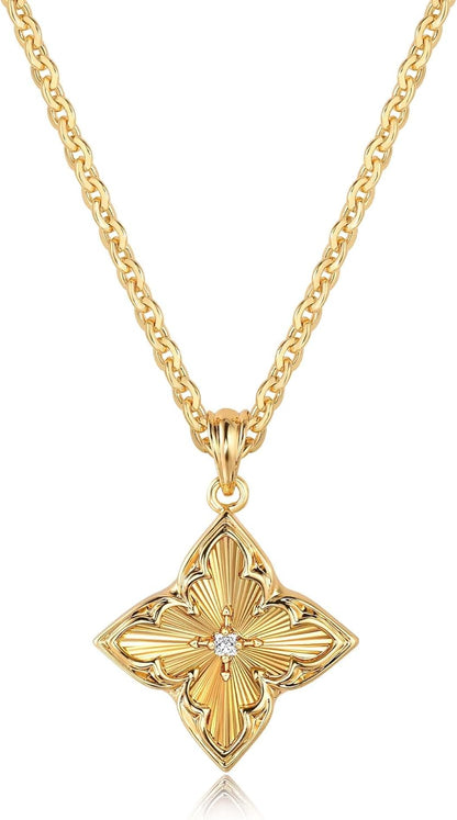 LOYATA Clover Necklace-Dainty Four Leaf Clover Necklace for Women 14K Real Gold Plated Non Tarnish Pendant Necklaces for Women Charm Trendy Jewelry Gifts for Women