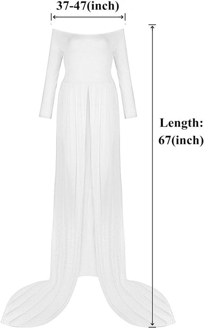 ZIUMUDY Maternity Maxi Chiffon Photography Dress Split Front Gown for Photoshoot