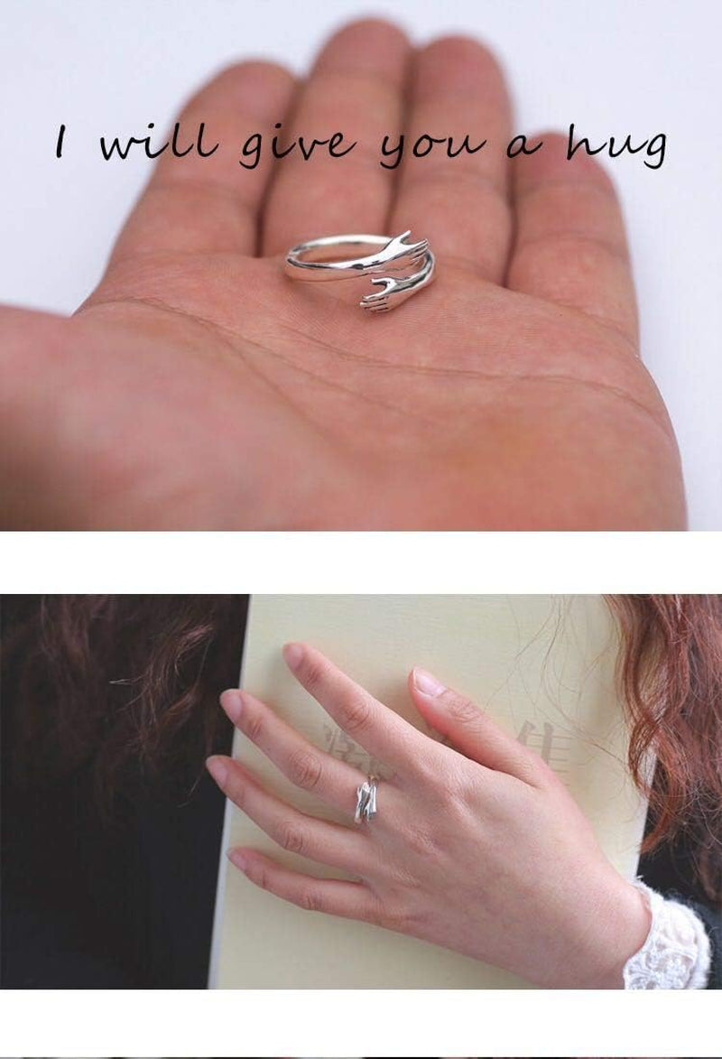 To My Daughter Hug Hope Rings, I Love You Foreve Motivational Stainless Steel Spiral Wrap Twist Open Adjustable Healing Ring Inspirational Gift Jewelry