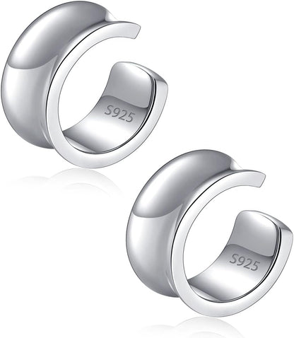 CHIC & ARTSY 925 Sterling Silver Ear Cuffs for Women, Non Piercing Clip on Cartilage Cuffs, Adjustable Fake Conch & Helix Earrings, Gold Plated & Oxidized Various Styles