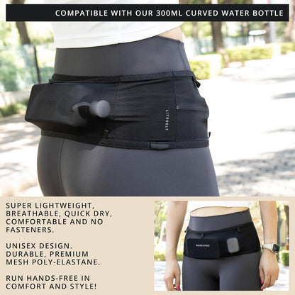 Woman wearing LiteBelt running belt during outdoor run