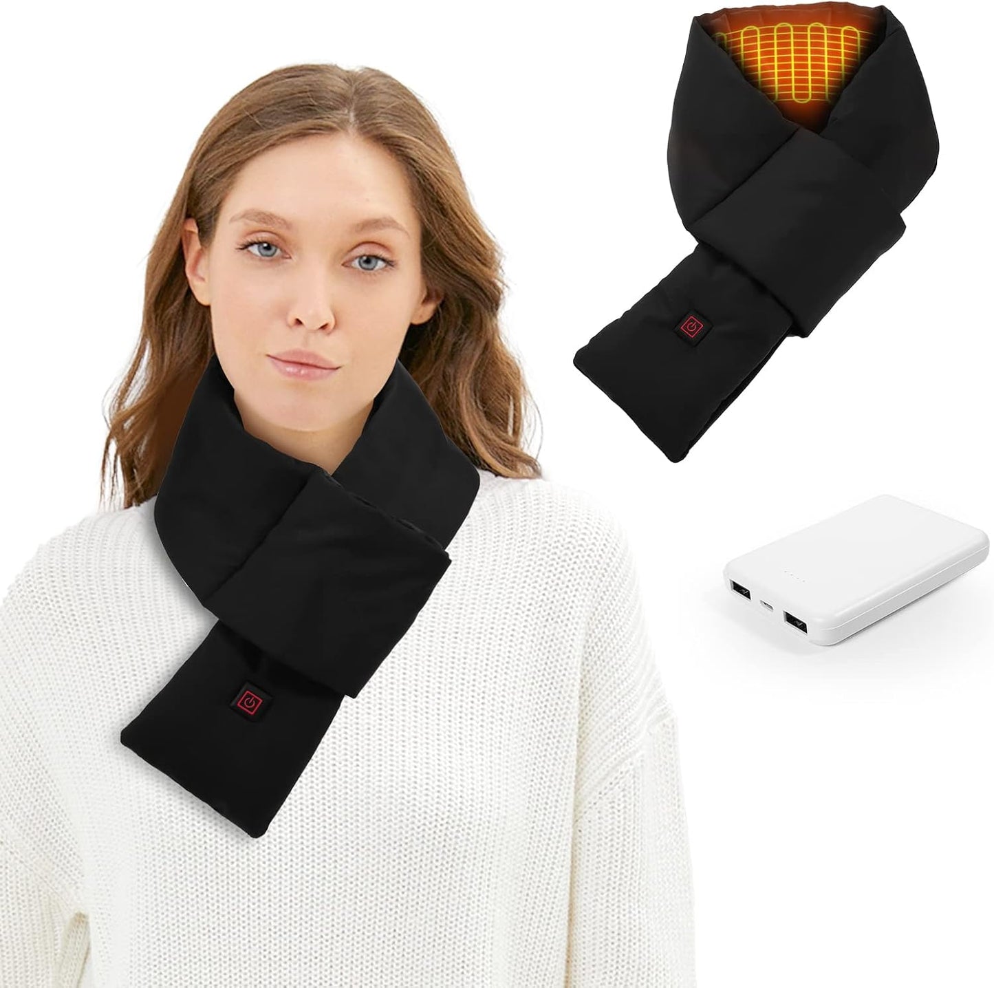 2024 Upgraded Heated Scarf for Men/Women Three Temp Settings with 5000Mah Power Bank