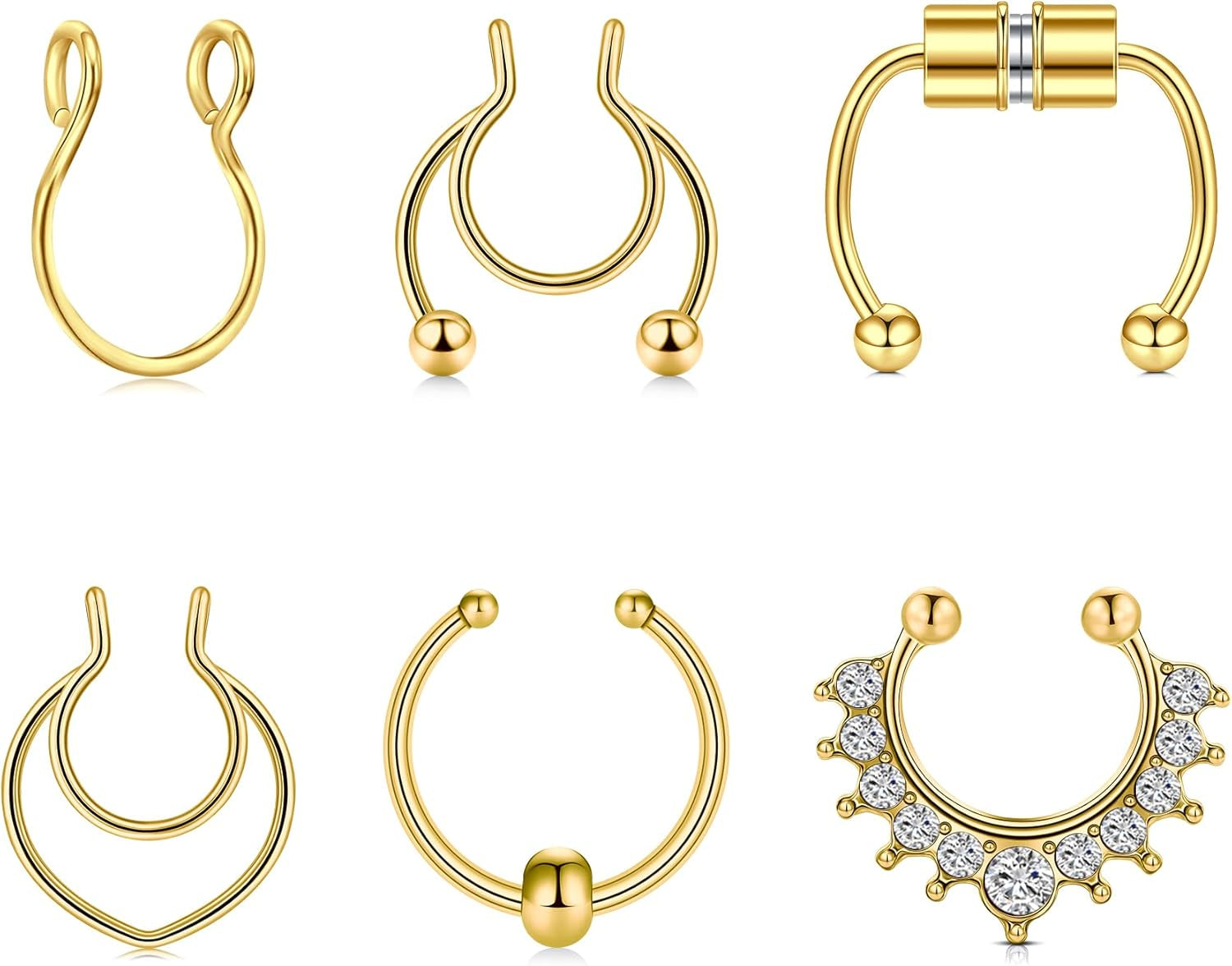 Briana Williams Fake Septum Piercing Fake Septum Ring Faux Septum Nose Rings Fake Septum Fake Nose Ring Clip on Septum Nose Ring Faux Septum Piercing for Women Non Piercing Fake Septum Hoop Jewelry
