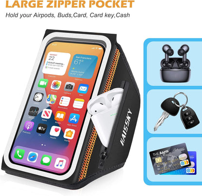 iPhone 16 Pro secured in water-resistant phone armband