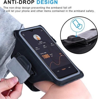 Zippered earphone bag compartment on women's sports armband