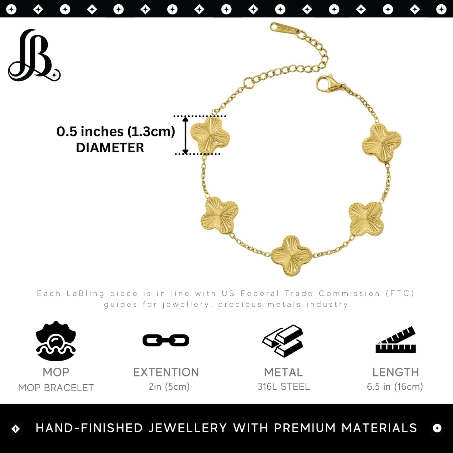 Lucky Clover Bracelet for Women | Designer Gold Clover Bracelets | Lovely Jewelry Gift