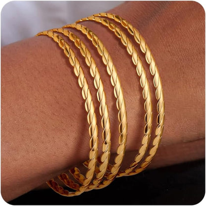 Gold Bangle Bracelet for Women 14K Gold Plated Bracelet Stainless Steel Glossy Stackable Thin round Bangles Bracelets for Women Oval Solid Plain Polished Bracelets Best Jewelry Gifts for Love