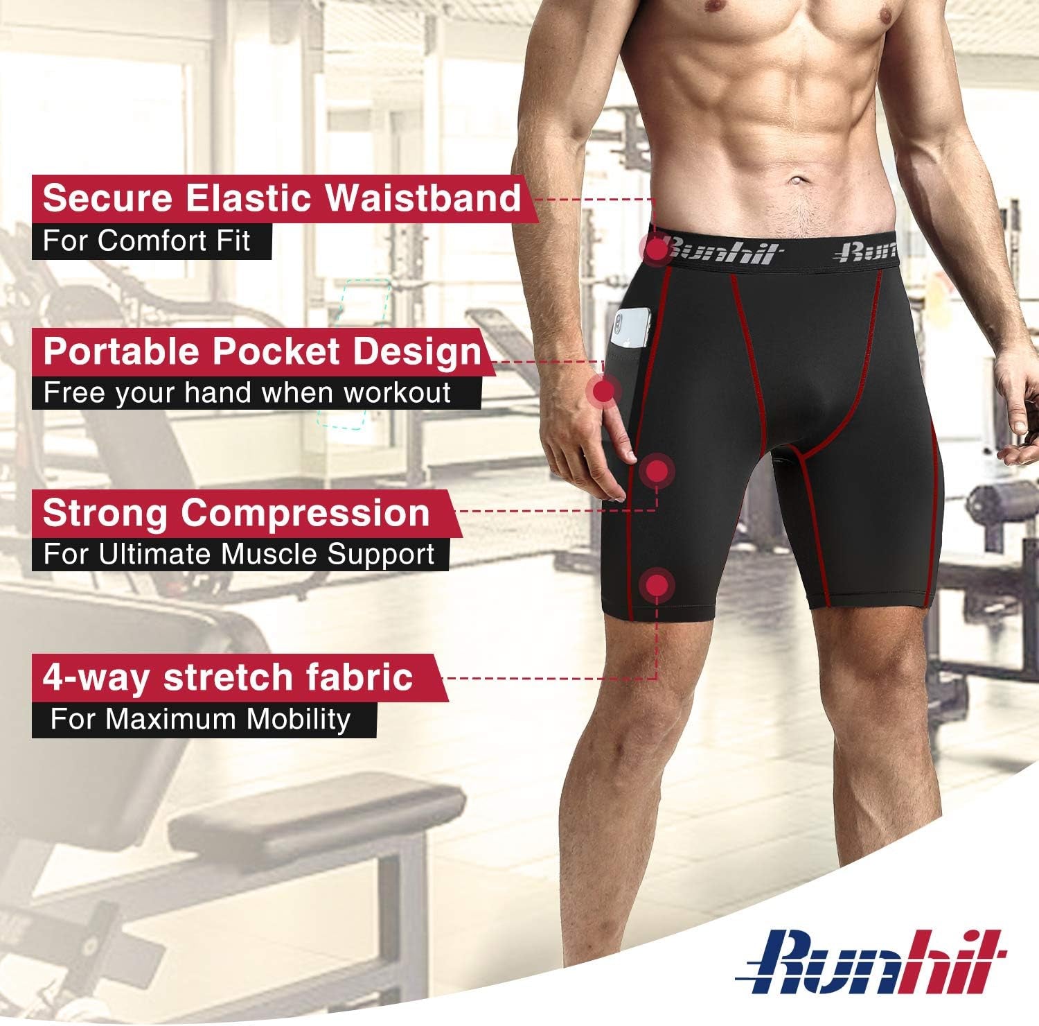 Man wearing Runhit compression shorts athletic workout