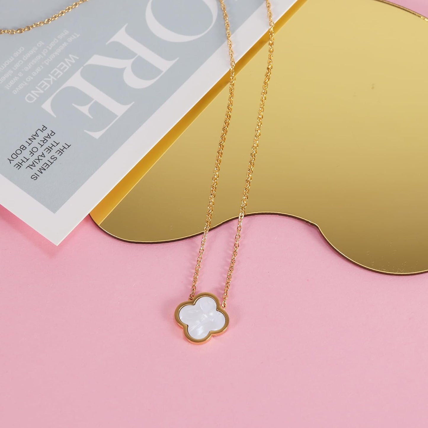 Delicacy Clover Bracelets Necklace Set:Clover Necklaces Clover Bracelet Women Link Bracelets Cute Gold Jewelry